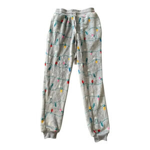 JEM Holiday Sweater Juniors' XS Gray Jogger Pants Holiday Lights Design NWT
